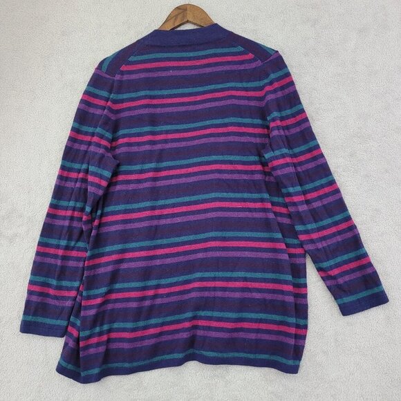 Talbots Lambswool Blend Womens Striped Cardigan Sweater 1X JCT - Picture 2 of 6